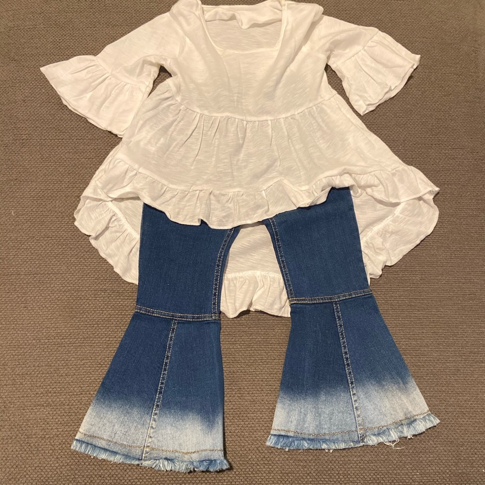 Hi low top & bell bottom jeans, size 4/5 (100/110)